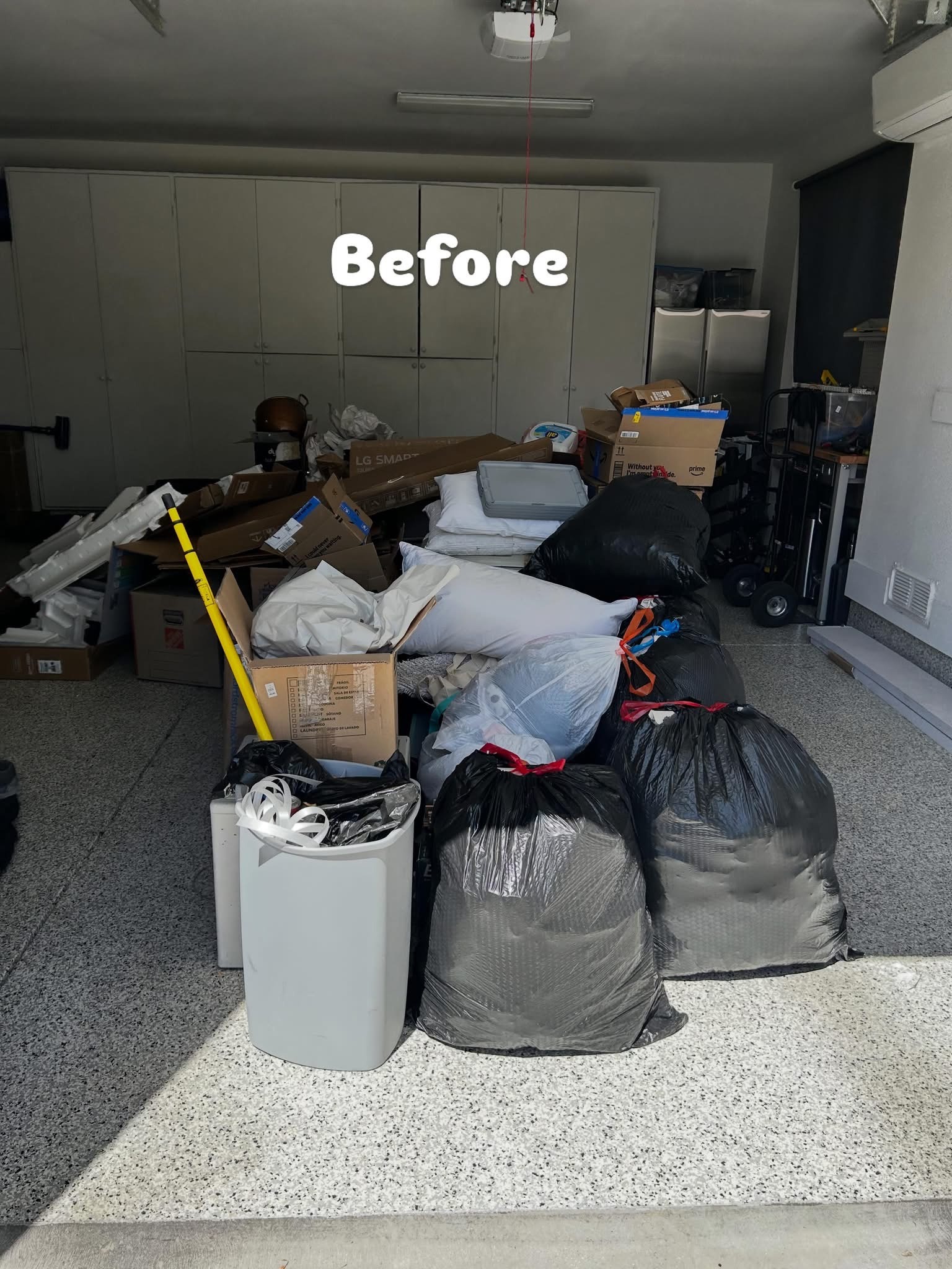 Storage area filled with junk before removal
